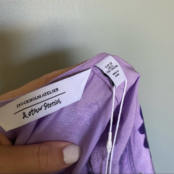 & Other Stories Purple Floral Mini Dress - Picture 3 of 6